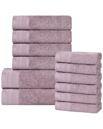 Superior Honeycomb Textured Waffle Border Cotton Medium Weight 12pc Towel Set In Pink