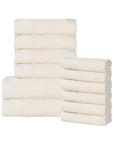 Superior Honeycomb Textured Waffle Border Cotton Medium Weight 12pc Towel Set In Brown