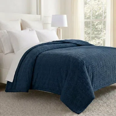 Superior Hope Elegant Herringbone Chevron Soft Fluffy Fleece Blanket In Blue
