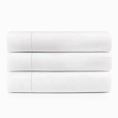 Superior Hotel Quality Mederos 3 Piece Cotton Blend Guest Room Hospitality Flat Bed Sheet Pack, Bright White