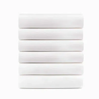 Superior Hotel Quality Mederos 6 Piece Cotton Blend Guest Room Hospitality Fitted Bed Sheet Case Pack, Bright In White
