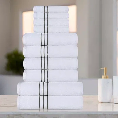 Superior Hotel Spa Quality Turkish Cotton 10pc Towel Set 10-pc. Quick Dry Bath Towel Set In White