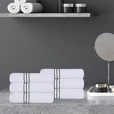 Superior Hotel Spa Quality Turkish Cotton 6pc Hand Towel 6-pc. Quick Dry Bath Towel Set In White