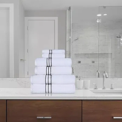 Superior Hotel Spa Quality Turkish Cotton 6pc Mult-size Towel Set 6-pc. Quick Dry Bath Towel Set In White