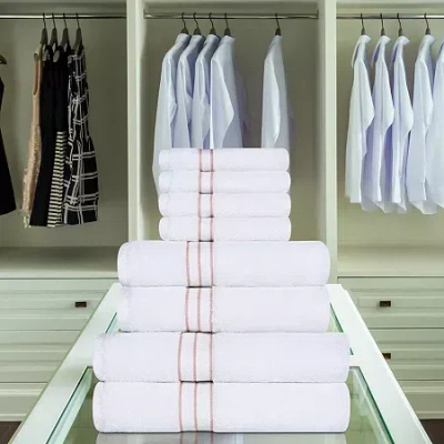 Superior Hotel Spa Quality Turkish Cotton 8pc Towel Set 8-pc. Quick Dry Bath Towel Set In White