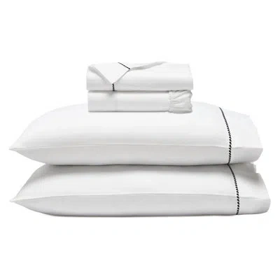 Superior Imperia Cotton Blend 600 Thread Count Dash Stitch Embroidered Hem Deep Pocket Sheet Set In Black,white