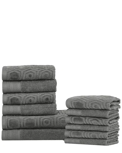 SUPERIOR SUPERIOR JACQUARD AND SOLID ABSORBENT 12PC COMBED COTTON TOWEL SET