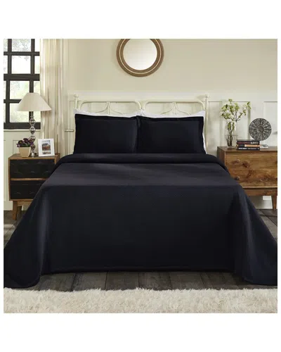 Superior Jacquard Matelasse Basketweave 3pc Cotton Bedspread Set In Black