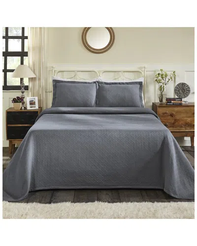 Superior Jacquard Matelasse Basketweave 3pc Cotton Bedspread Set In Gray