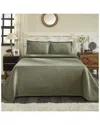 Superior Jacquard Matelasse Basketweave 3pc Bedspread Set In Green