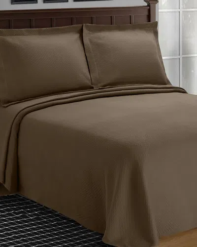Superior Jacquard Matelasse Diamond Solitaire 3pc Cotton Bedspread Set In Brown