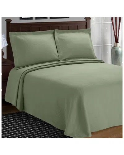Superior Jacquard Matelasse Diamond Solitaire 3pc Cotton Bedspread Set In Green