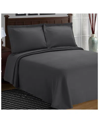Superior Jacquard Matelasse Diamond Solitaire 3pc Cotton Bedspread Set In Grey