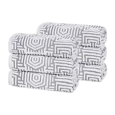 Superior Jasper Collection | 100% Cotton 6-pc. Geometric Hand Towel In Black