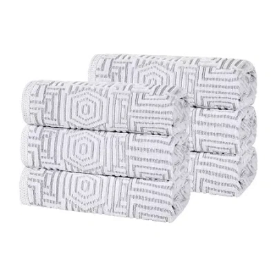 Superior Jasper Collection | 100% Cotton 6-pc. Geometric Hand Towel In Silver