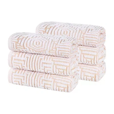 Superior Jasper Collection | 100% Cotton 6-pc. Geometric Hand Towel In Yellow