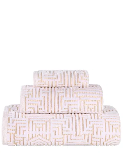 Superior Jasper Cotton Modern Geometric Jacquard Plush 3pc Towel Set In Multi