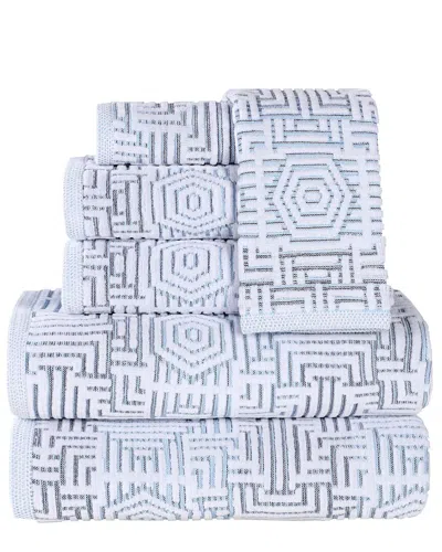 Superior Jasper Cotton Modern Geometric Jacquard Plush 6pc Towel Set In Blue