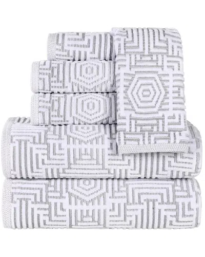 Superior Jasper Cotton Modern Geometric Jacquard Plush 6pc Towel Set In Brown