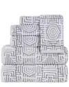 SUPERIOR SUPERIOR JASPER COTTON MODERN GEOMETRIC JACQUARD PLUSH 6PC TOWEL SET