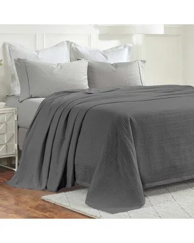 Superior Jena Cotton Textured Chevron Lightweight Woven Blanket In Gray