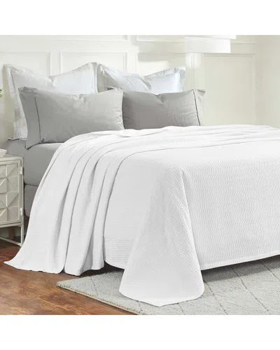 Superior Jena Cotton Textured Chevron Lightweight Woven Blanket In White