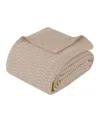 Superior Jena Cotton Textured Chevron Lightweight Woven Blanket, Full/queen In Khaki