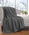 Superior Jena Cotton Textured Chevron Lightweight Woven Throw, 50" X 60" In Charcoal