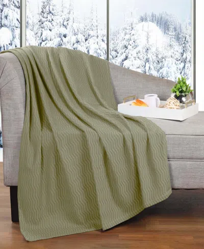 Superior Jena Cotton Textured Chevron Lightweight Woven Throw, 50" X 60" In Sage