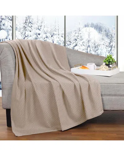 SUPERIOR SUPERIOR JENA COTTON TEXTURED CHEVRON LIGHTWEIGHT WOVEN THROW BLANKET