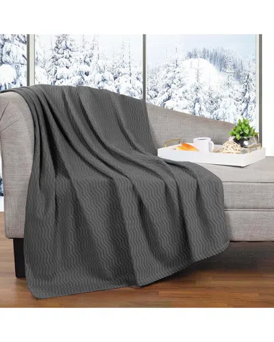 SUPERIOR SUPERIOR JENA COTTON TEXTURED CHEVRON LIGHTWEIGHT WOVEN THROW BLANKET