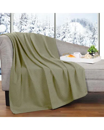 SUPERIOR SUPERIOR JENA COTTON TEXTURED CHEVRON LIGHTWEIGHT WOVEN THROW BLANKET
