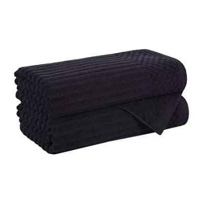 Superior Juno Collection | 4-pc. Quick Dry Checked Bath Towel In Black