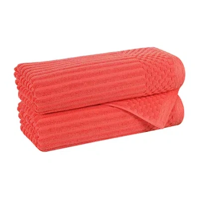 Superior Juno Collection | 4-pc. Quick Dry Checked Bath Towel In Orange