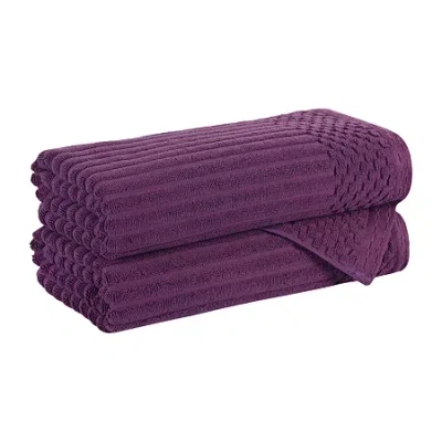 Superior Juno Collection | 4-pc. Quick Dry Checked Bath Towel In Purple
