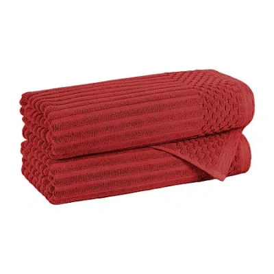 Superior Juno Collection | 4-pc. Quick Dry Checked Bath Towel In Red