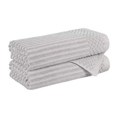 Superior Juno Collection | 4-pc. Quick Dry Checked Bath Towel In Silver