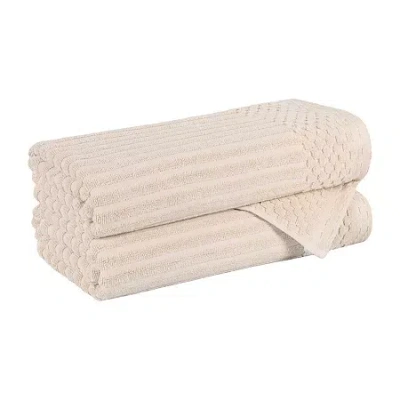 Superior Juno Collection | 4-pc. Quick Dry Checked Bath Towel In White