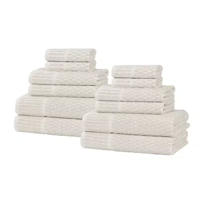Superior Juno Collection | 80% Cotton 20% Viscose 12-pc. Quick Dry Solid Bath Towel Set In Sand