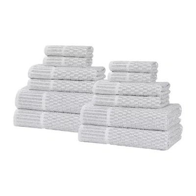 Superior Juno Collection | 80% Cotton 20% Viscose 12-pc. Quick Dry Solid Bath Towel Set In Silver