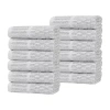 Superior Set Of 12 Juno Medium Weight Checkered Border Washcloths In Gray