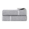 Superior Set Of 2 Juno Medium Weight Checkered Border Bath Sheets In Gray