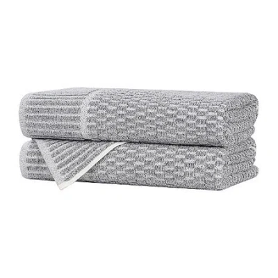 Superior Juno Collection | 80% Cotton 20% Viscose 2-pc. Quick Dry Checked Bath Towel In Black