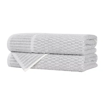 Superior Juno Collection | 80% Cotton 20% Viscose 2-pc. Quick Dry Checked Bath Towel In Silver