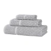 Superior Juno Collection | 80% Cotton 20% Viscose 3-pc. Quick Dry Geometric Bath Towel Set In Black