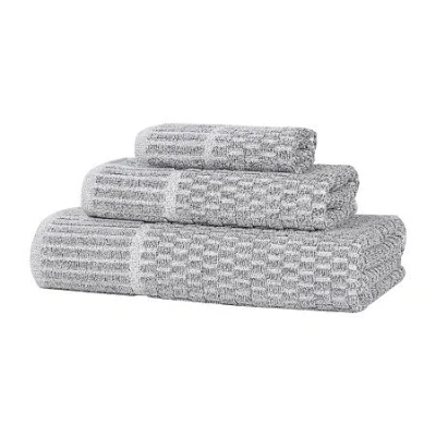 Superior Juno Collection | 80% Cotton 20% Viscose 3-pc. Quick Dry Geometric Bath Towel Set In Black