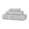 Superior Juno Collection | 80% Cotton 20% Viscose 3-pc. Quick Dry Geometric Bath Towel Set In Blue