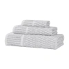 Superior Juno Medium Weight Checkered Border 3pc Towel Set In Silver