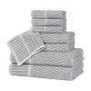 Superior Juno Medium Weight Checkered Border 8pc Towel Set In Gray