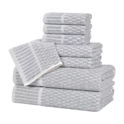 Superior Juno Collection | 80% Cotton 20% Viscose 8-pc. Quick Dry Solid Bath Towel Set In Blue